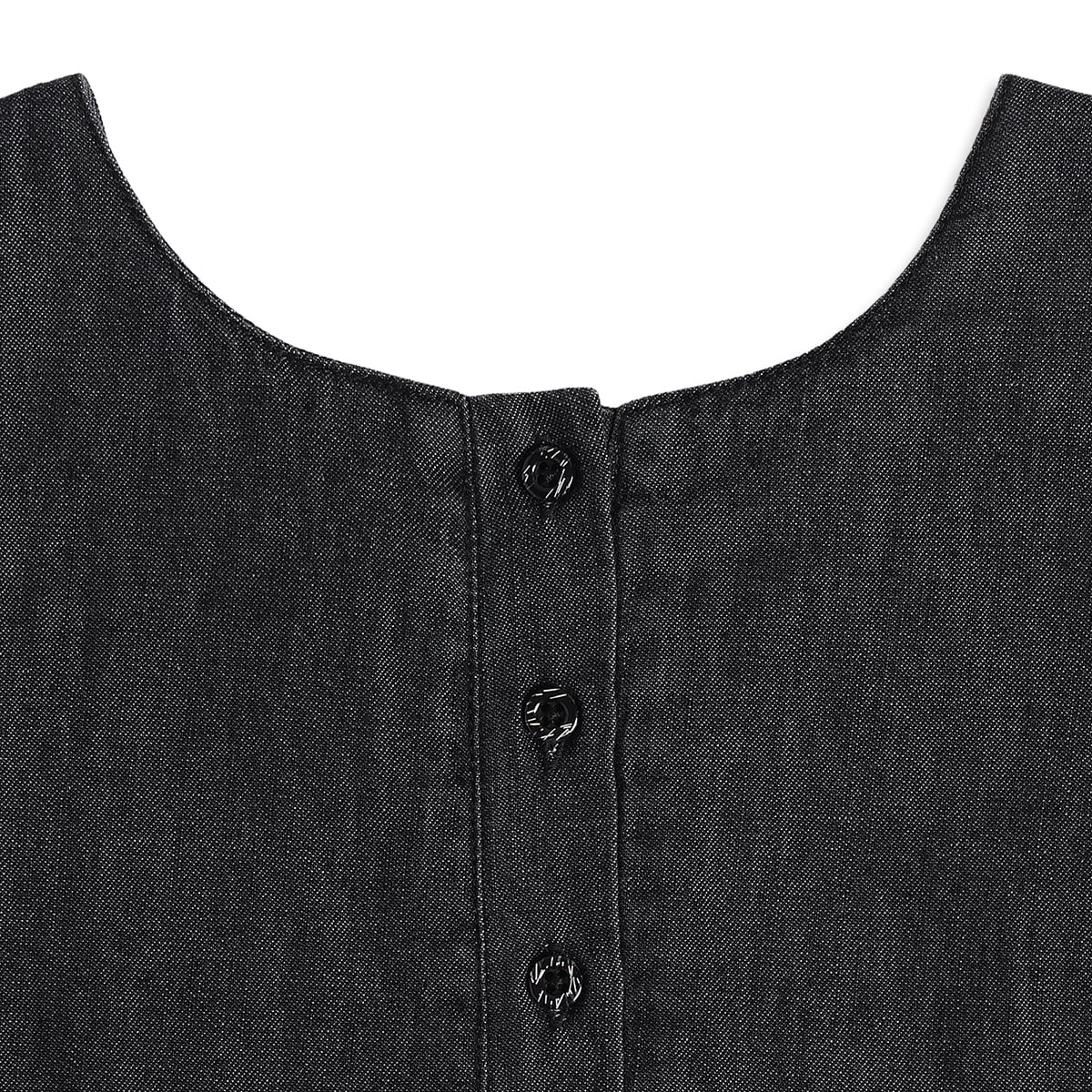 Baby Girls Black and Off-White Cotton Blend Denim Pinafore Set Regular Fit Casual Wear