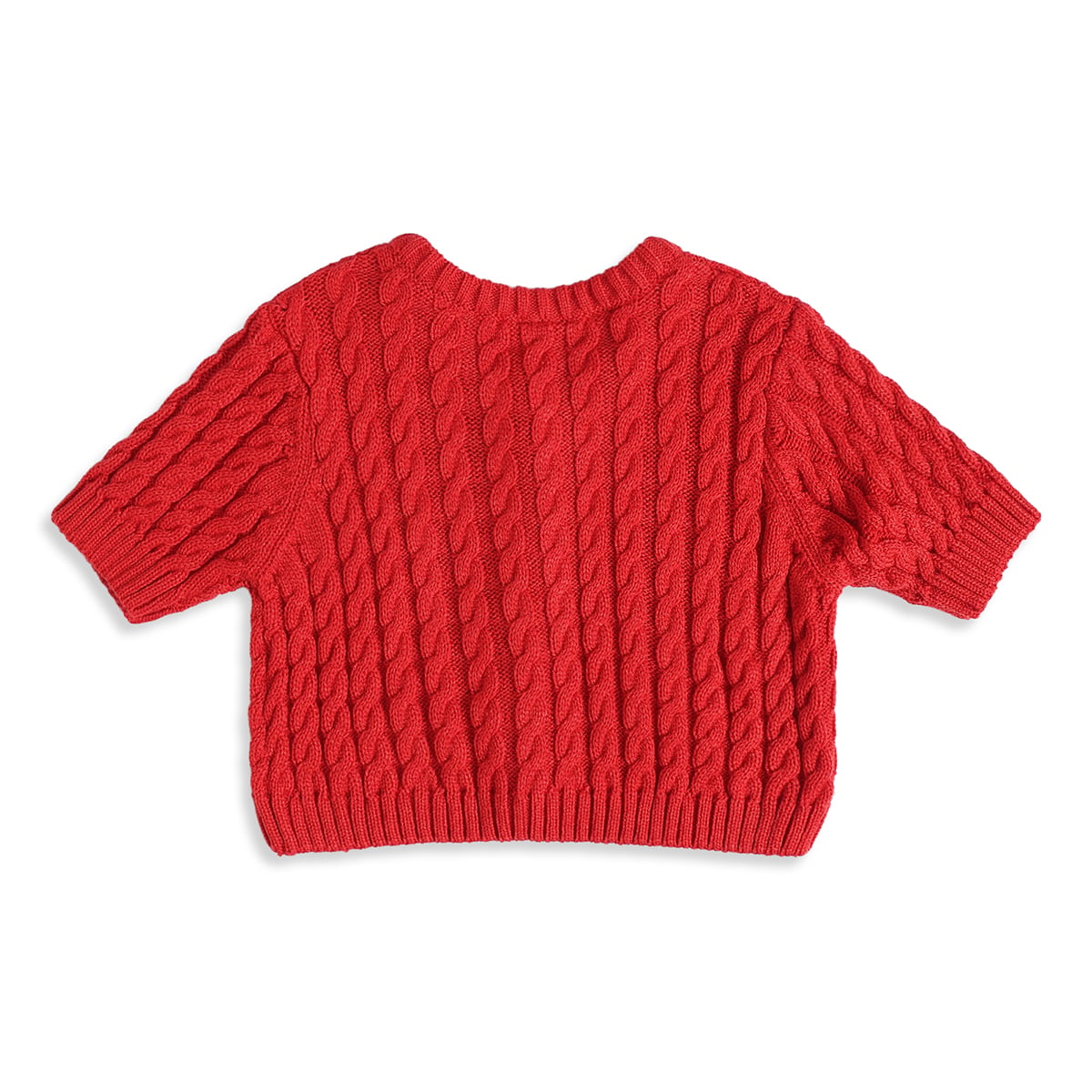 Baby Girls Red Cotton Blend Cable Knitted Cardigan Regular Fit Casual Wear