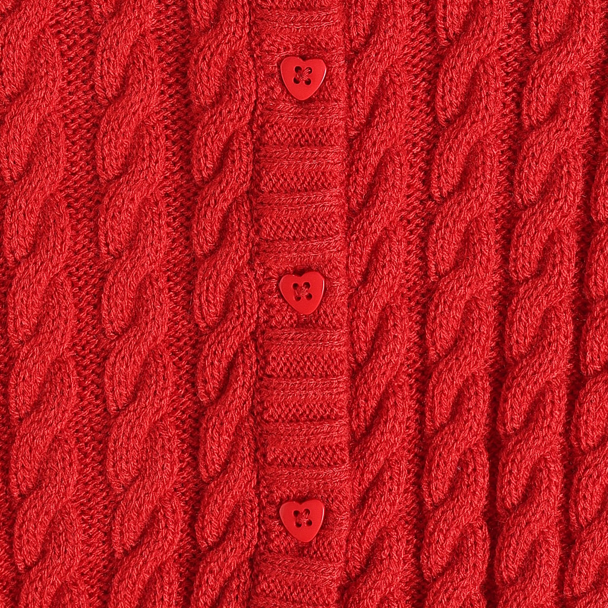 Baby Girls Red Cotton Blend Cable Knitted Cardigan Regular Fit Casual Wear