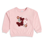 Baby Girls Pink Cotton Blend Floral Print Sweatshirt With 3D Butterfly Applique Regular Fit Casual Wear