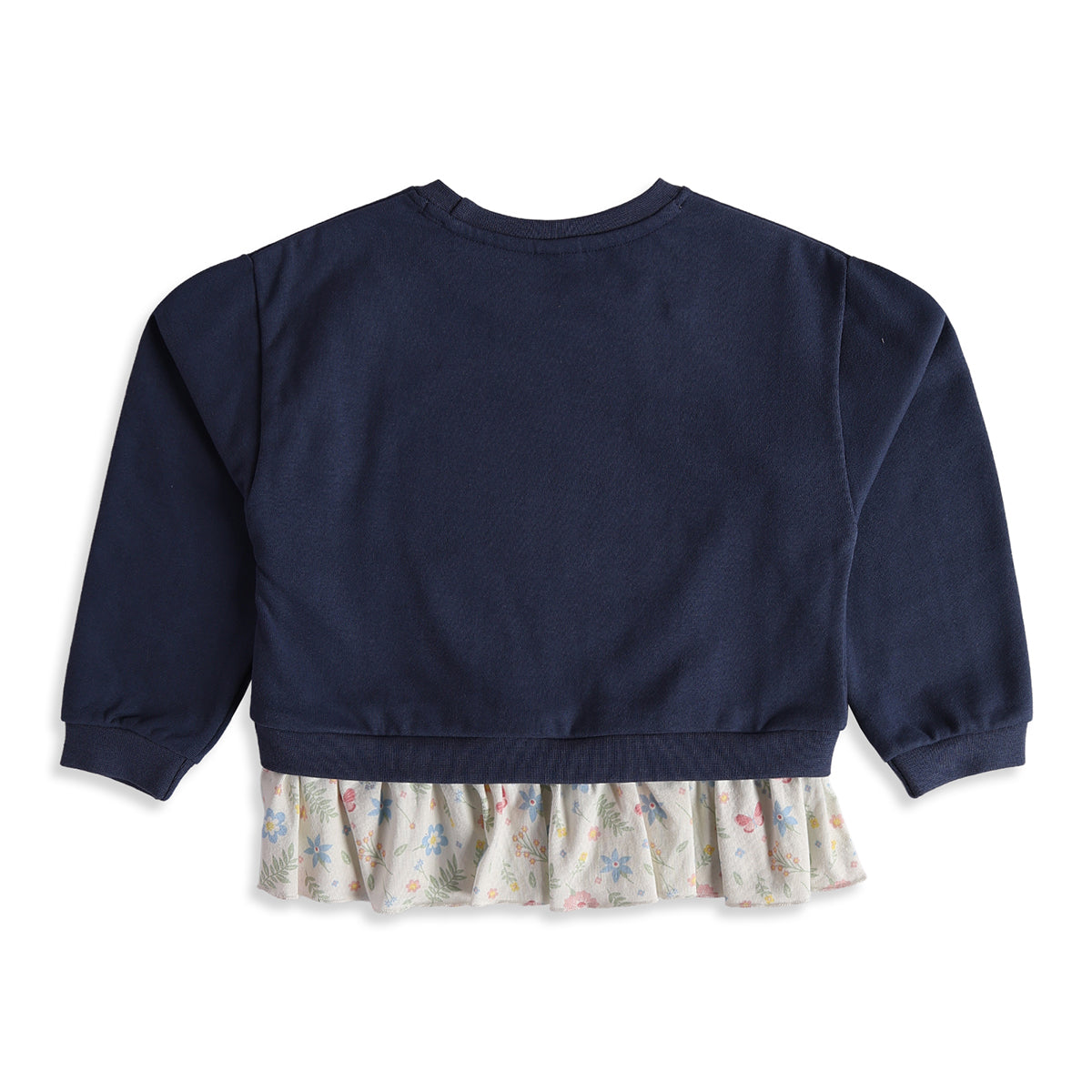 Girls Navy Cotton Blend Peplum Sweatshirt Regular Fit Casual Wear