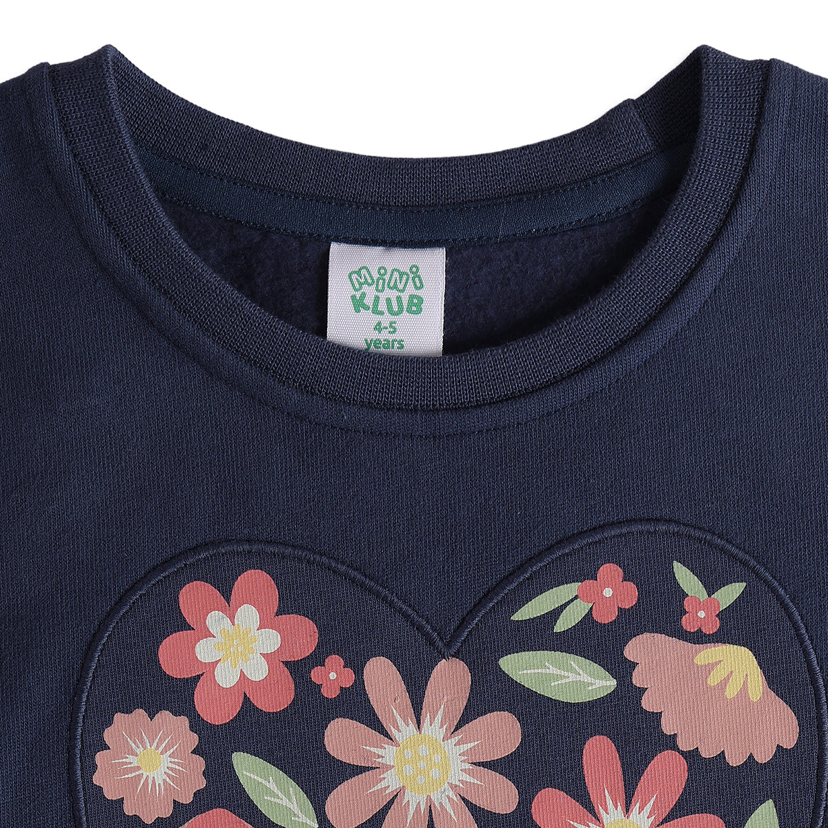 Girls Navy Cotton Blend Peplum Sweatshirt Regular Fit Casual Wear