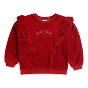 Baby Girls Red Velour Sweatshirt Regular Fit Casual Winter Top