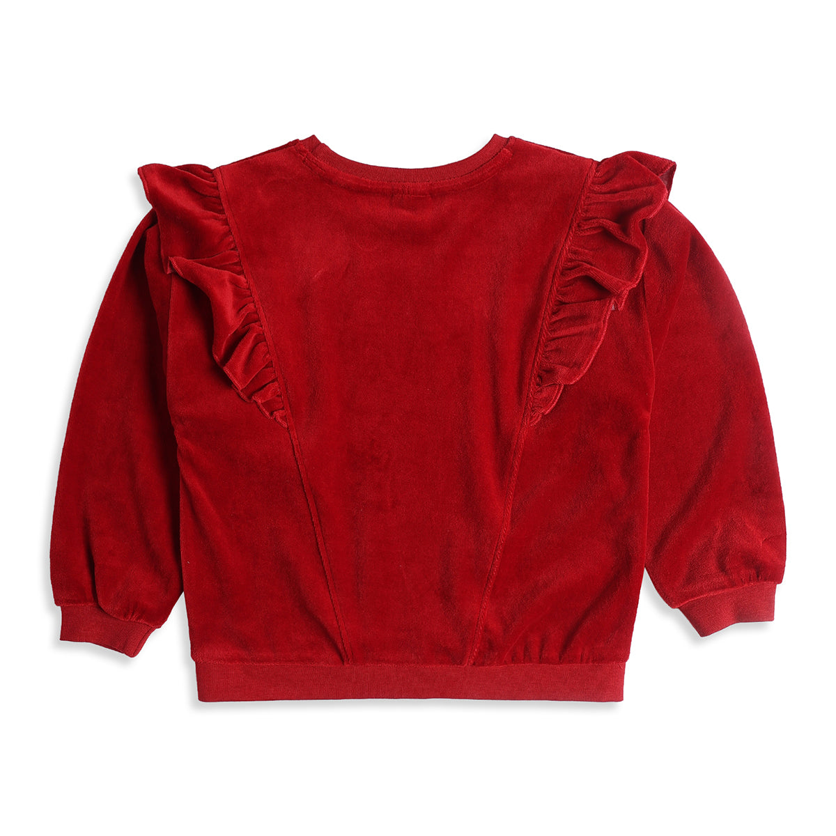 Baby Girls Red Velour Sweatshirt Regular Fit Casual Winter Top