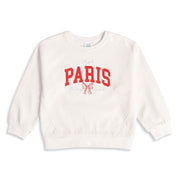 Girls White Cotton Blend Paris Applique Sweatshirt Full Sleeve Casual Wear