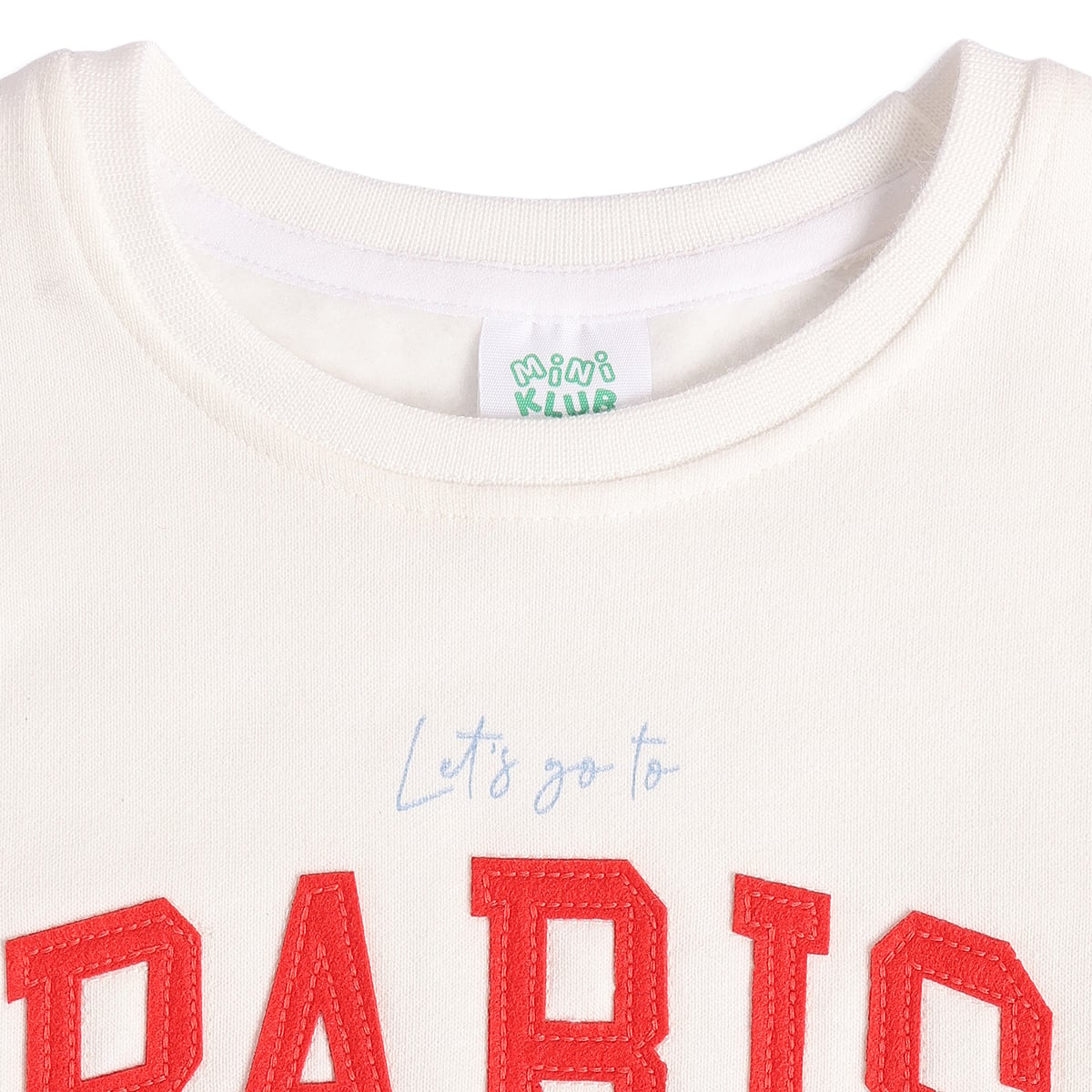 Girls White Cotton Blend Paris Applique Sweatshirt Full Sleeve Casual Wear