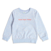 Girls Blue Cotton Heart Print Casual Sweatshirt