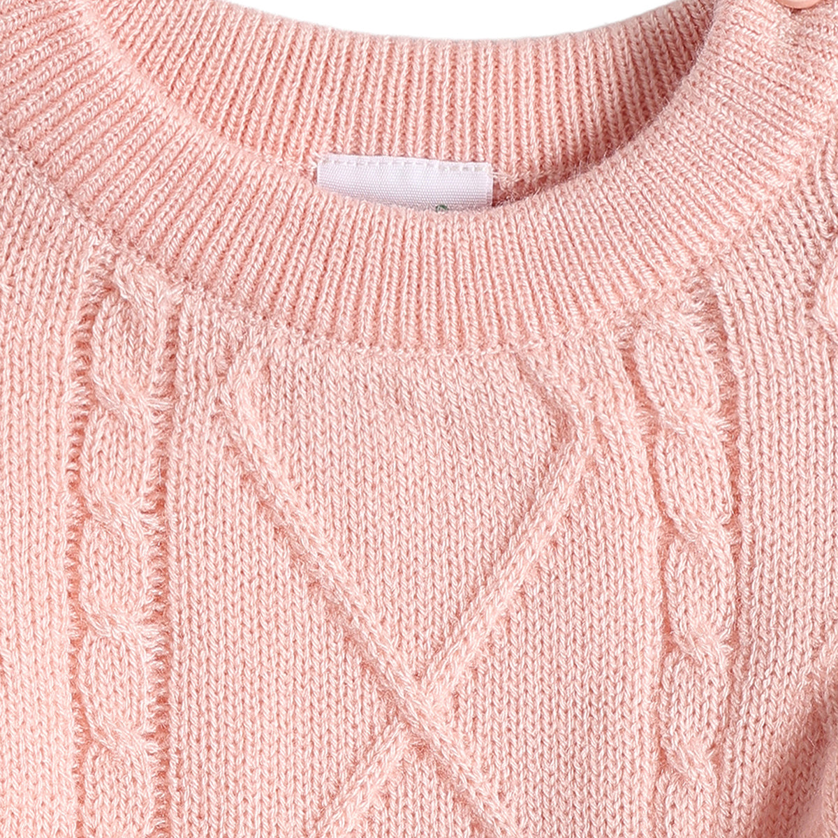 Baby Girls Pink Acrylic Blend Cable Knit Sweater Regular Fit Winter Wear