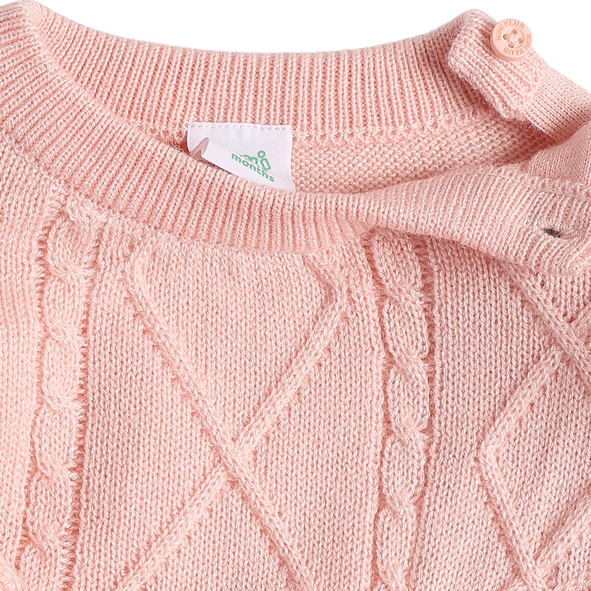 Baby Girls Pink Acrylic Blend Cable Knit Sweater Regular Fit Winter Wear