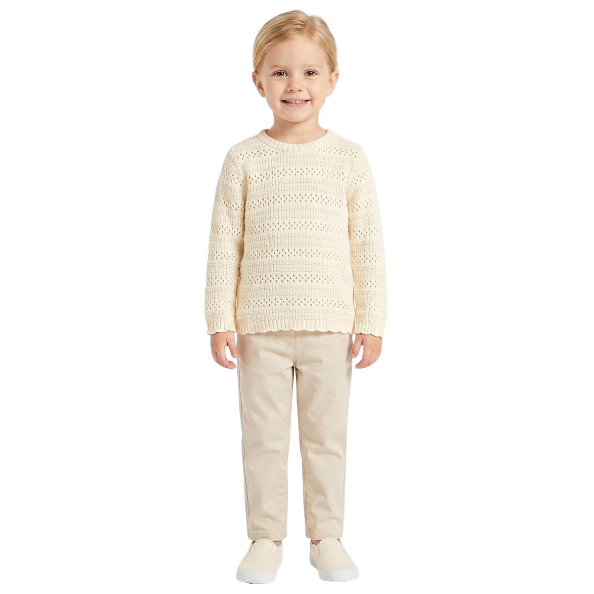 Baby Girls Cream Knit Top Regular Fit Winter Top