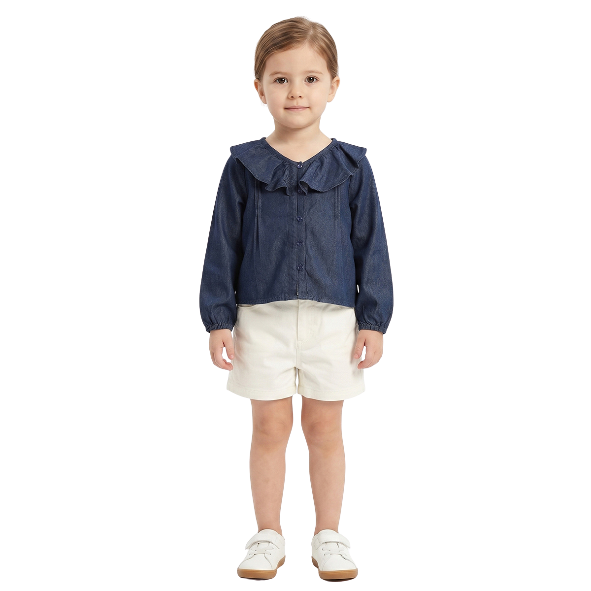 Baby Girls Dark Blue Denim Top Regular Fit