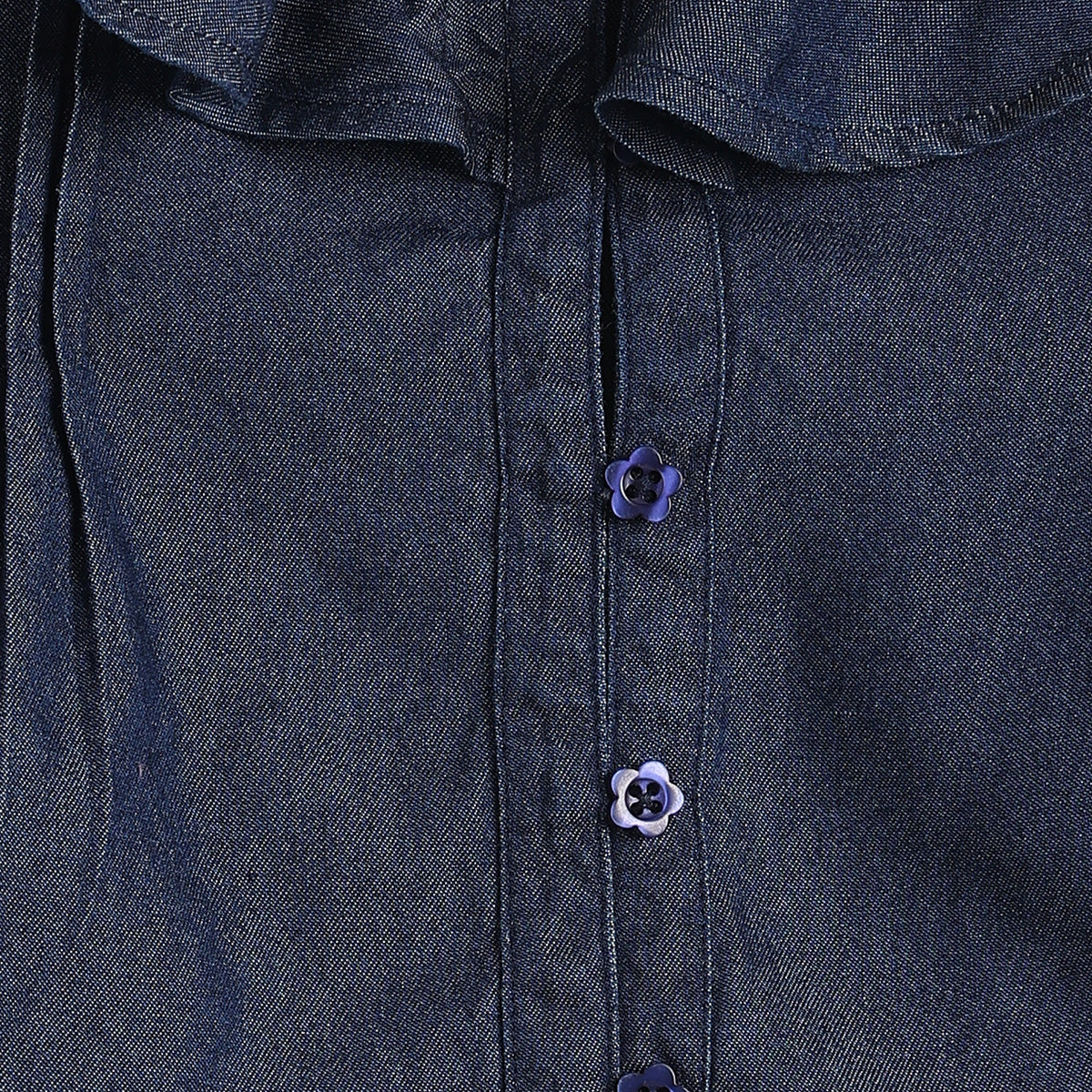 Baby Girls Dark Blue Denim Top Regular Fit .