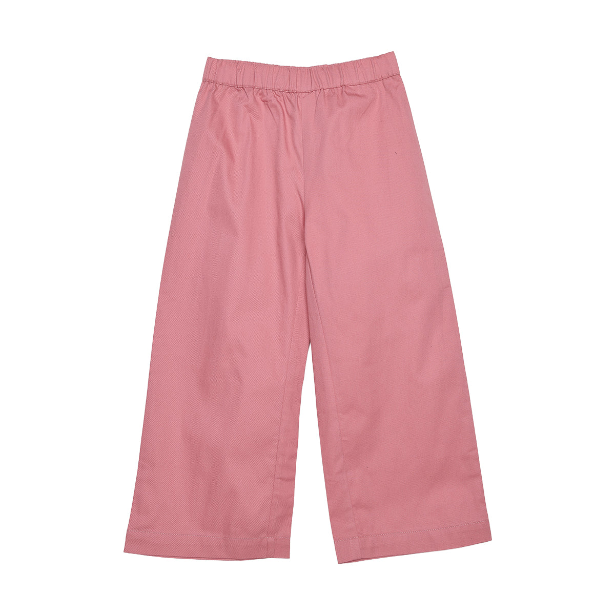 Girls Dusty Pink Cotton Wide Leg Pants Regular Fit Casual Kids Bottoms