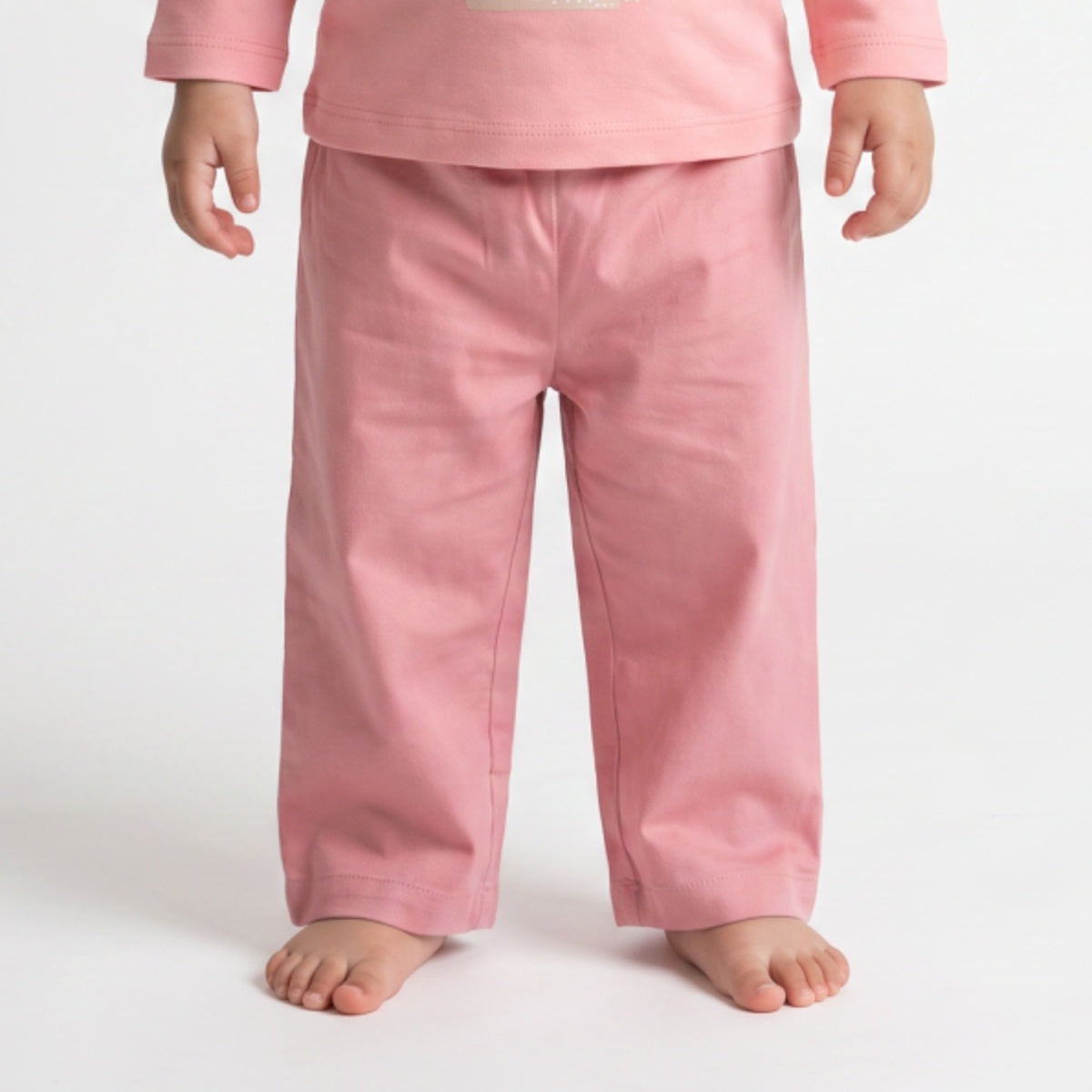 Girls Dusty Pink Cotton Wide Leg Pants Regular Fit Casual Kids Bottoms