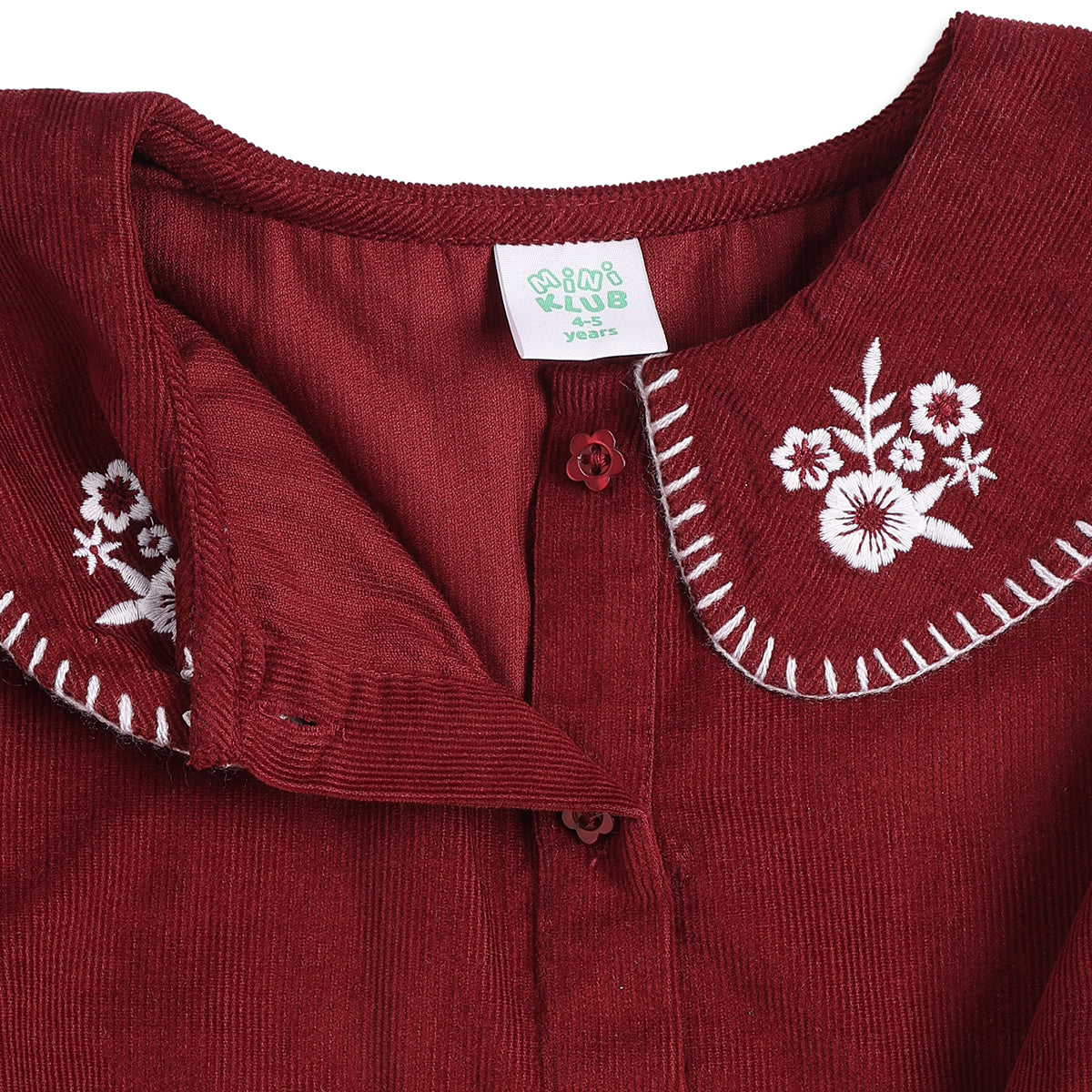 Baby Girls Maroon Corduroy Top Regular Fit Casual Top