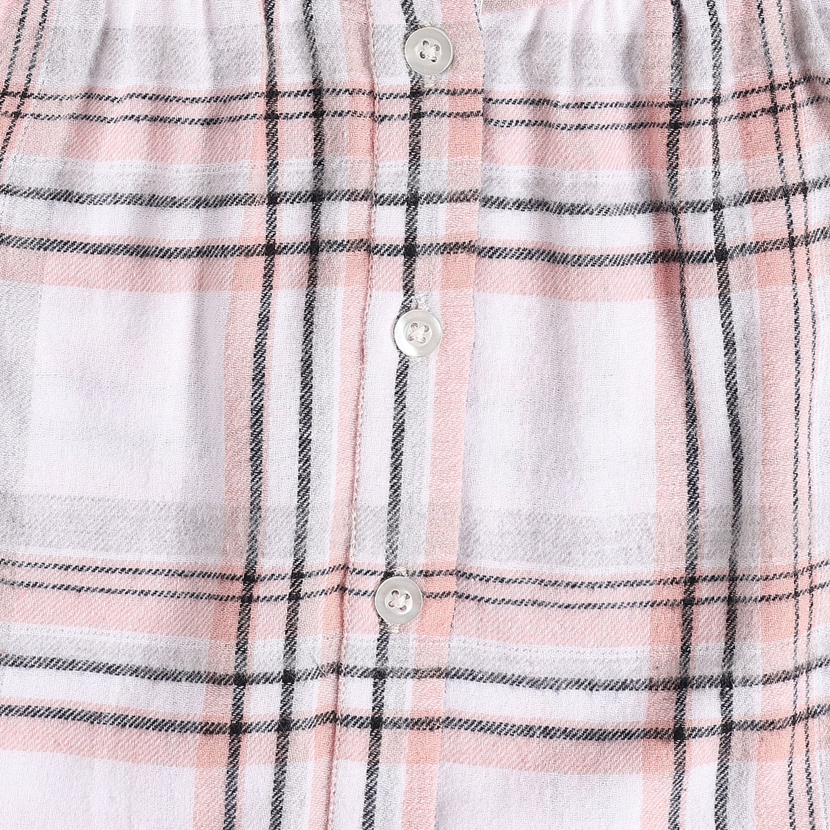 Baby Girls Pink White And Black Cotton Checked Ruffle Top Regular Fit Casual Wear