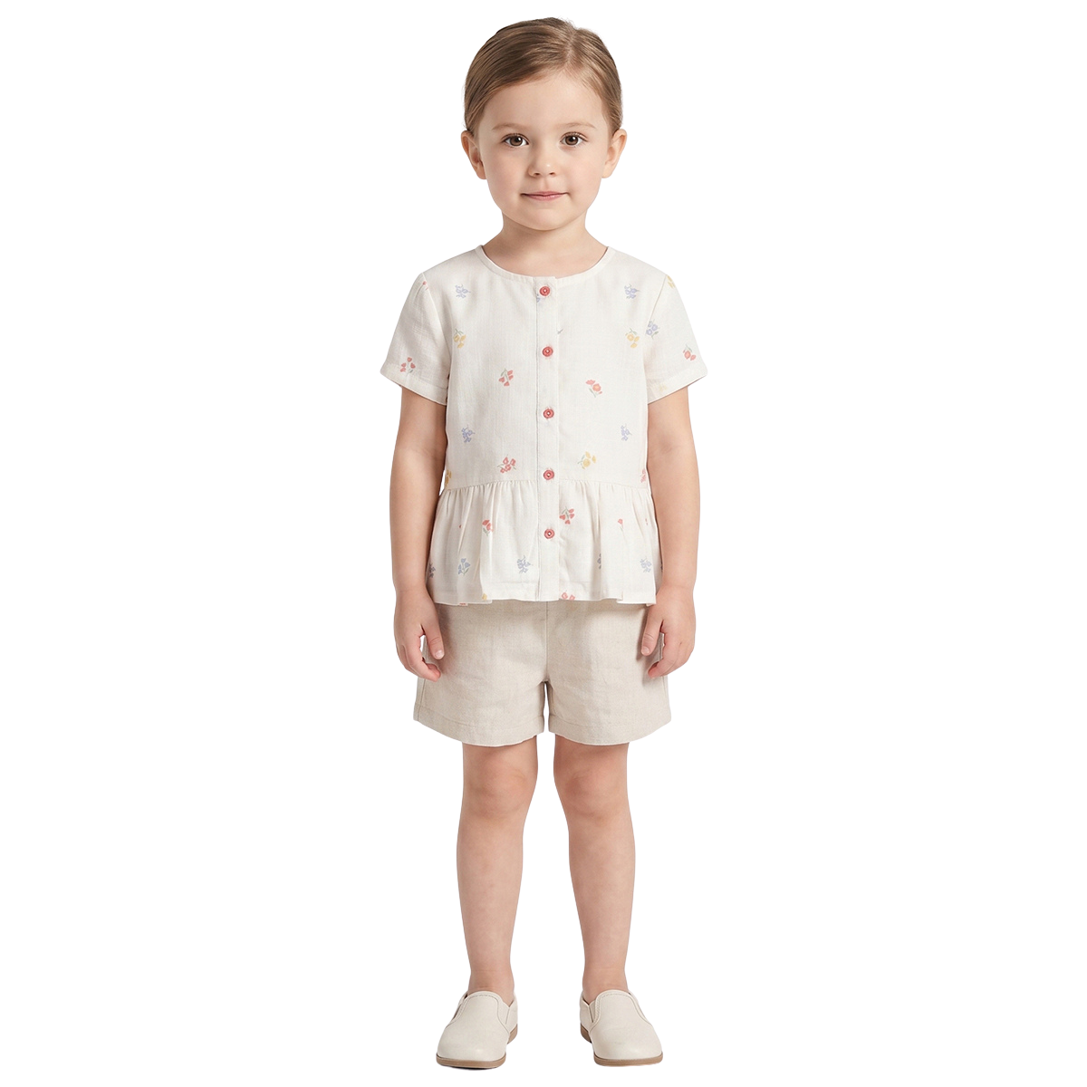 Baby Girls Off White Floral Print Top Regular Fit Casual Top
