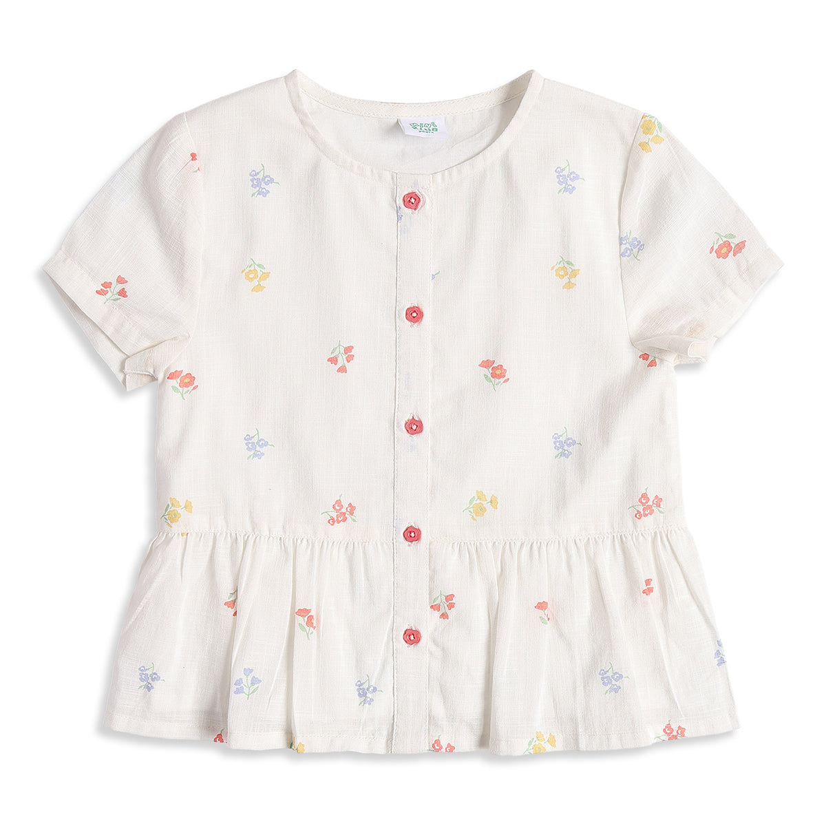 Baby Girls Off White Floral Print Top Regular Fit Casual Top