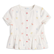 Baby Girls Off White Floral Print Top Regular Fit Casual Top