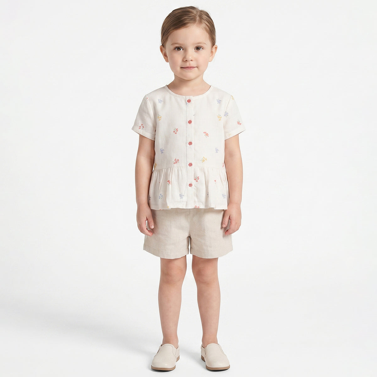 Baby Girls Off White Floral Print Top Regular Fit Casual Top