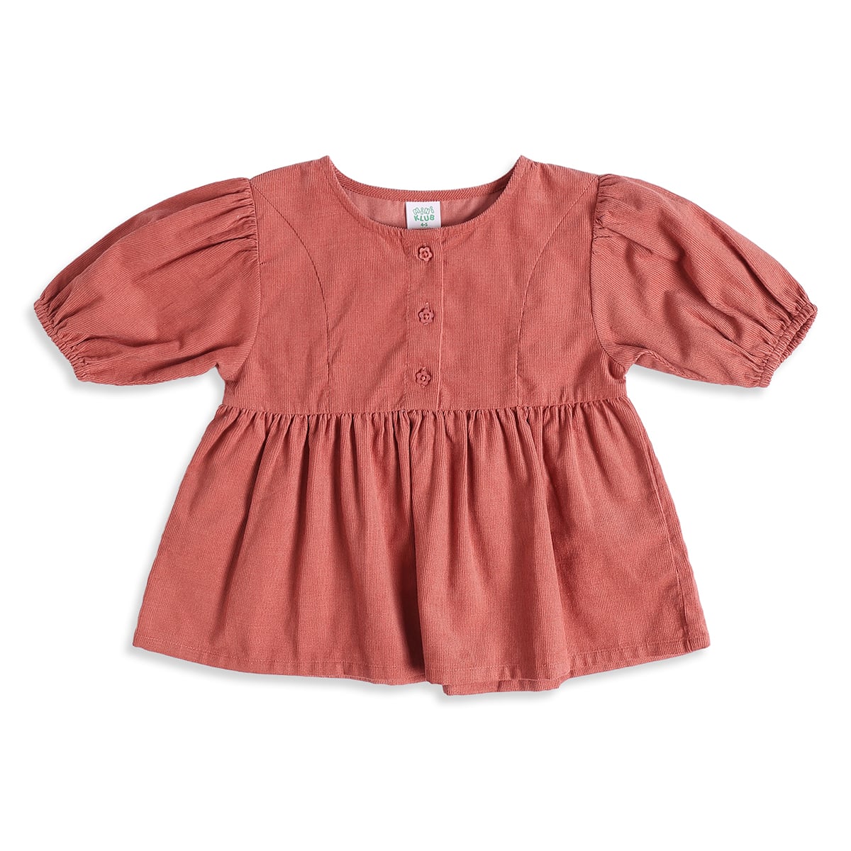 Baby Girls Rust Cotton Blend Solid Corduroy Top  Regular Fit Casual Wear