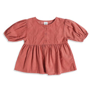 Baby Girls Rust Cotton Blend Solid Corduroy Top  Regular Fit Casual Wear