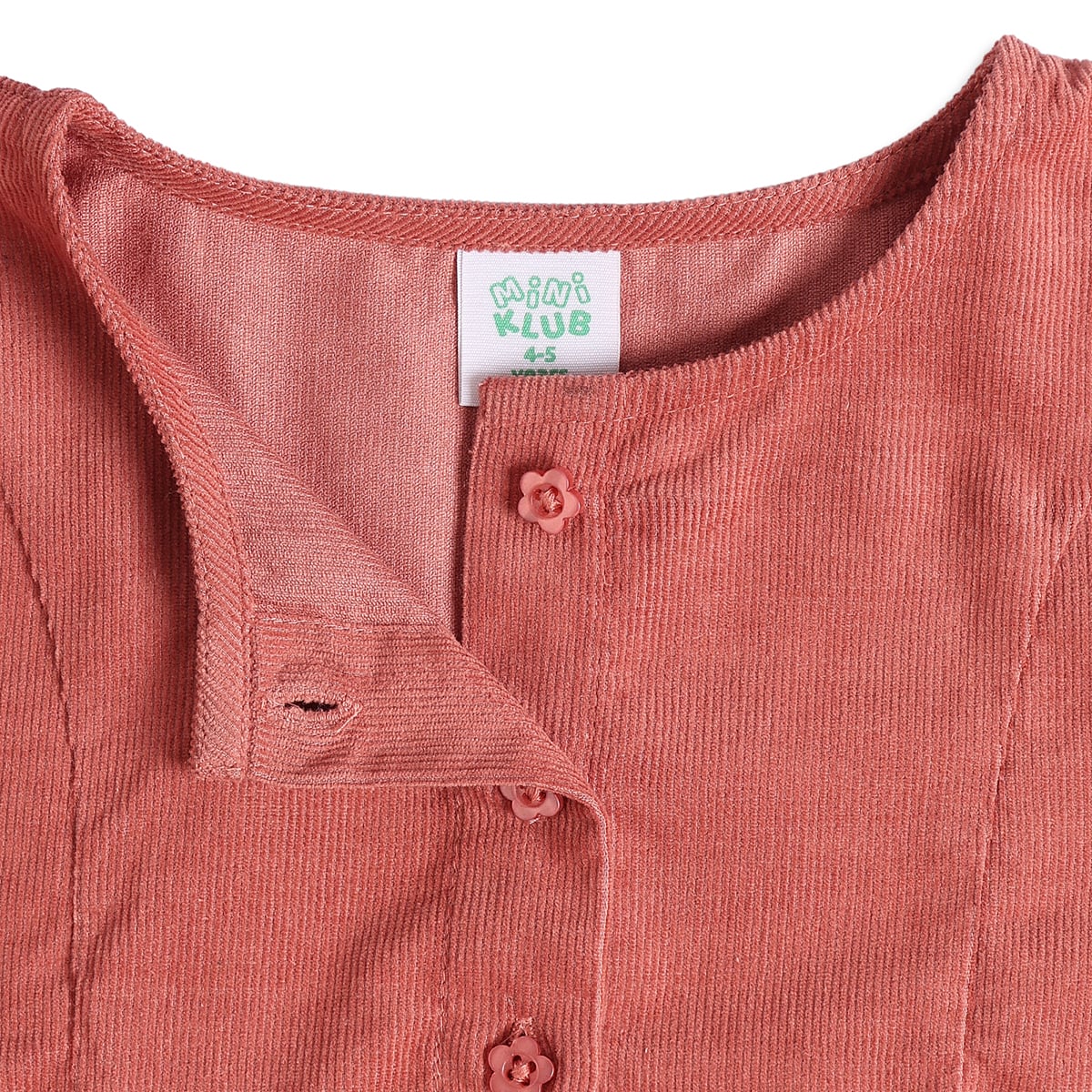 Baby Girls Rust Cotton Blend Solid Corduroy Top  Regular Fit Casual Wear