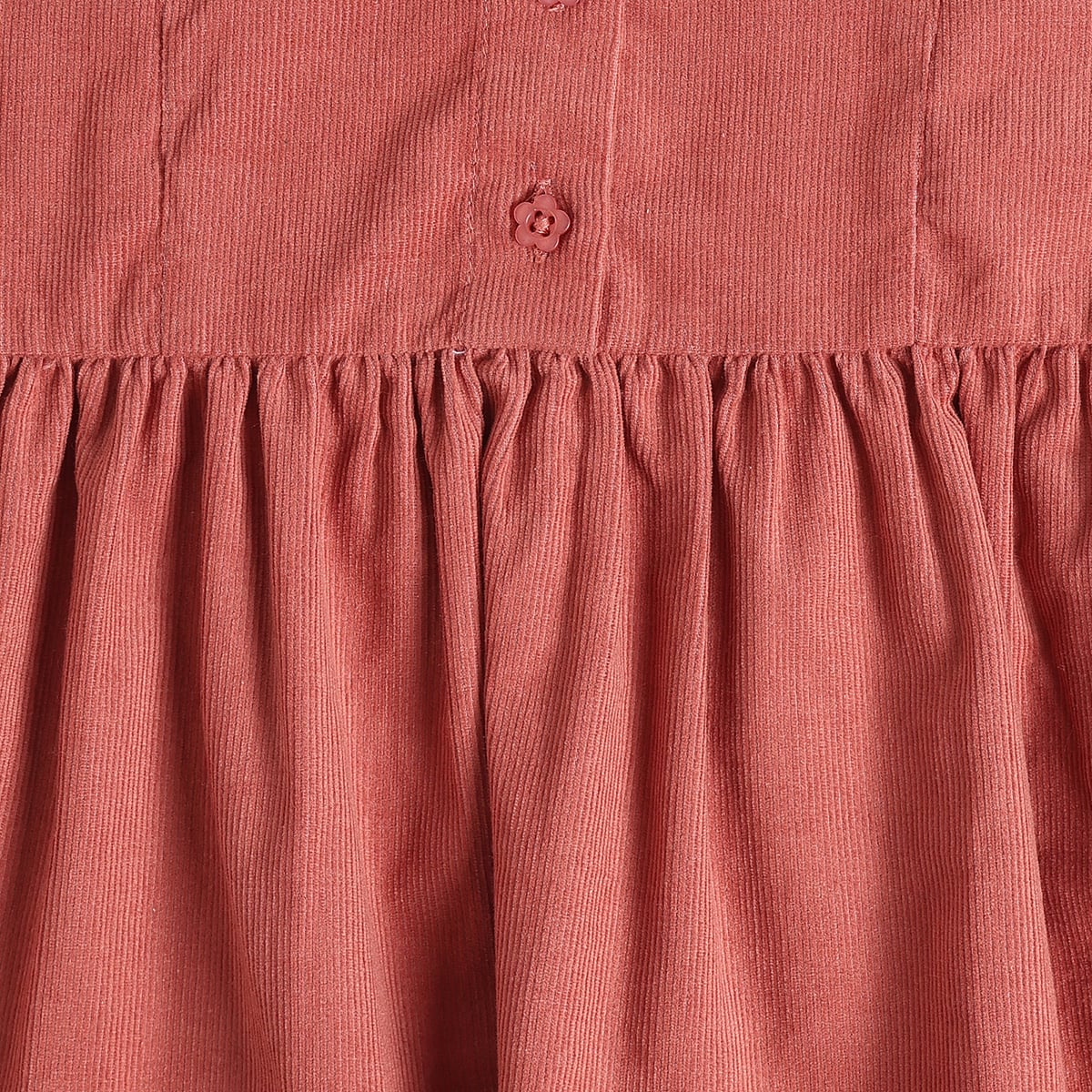 Baby Girls Rust Cotton Blend Solid Corduroy Top  Regular Fit Casual Wear