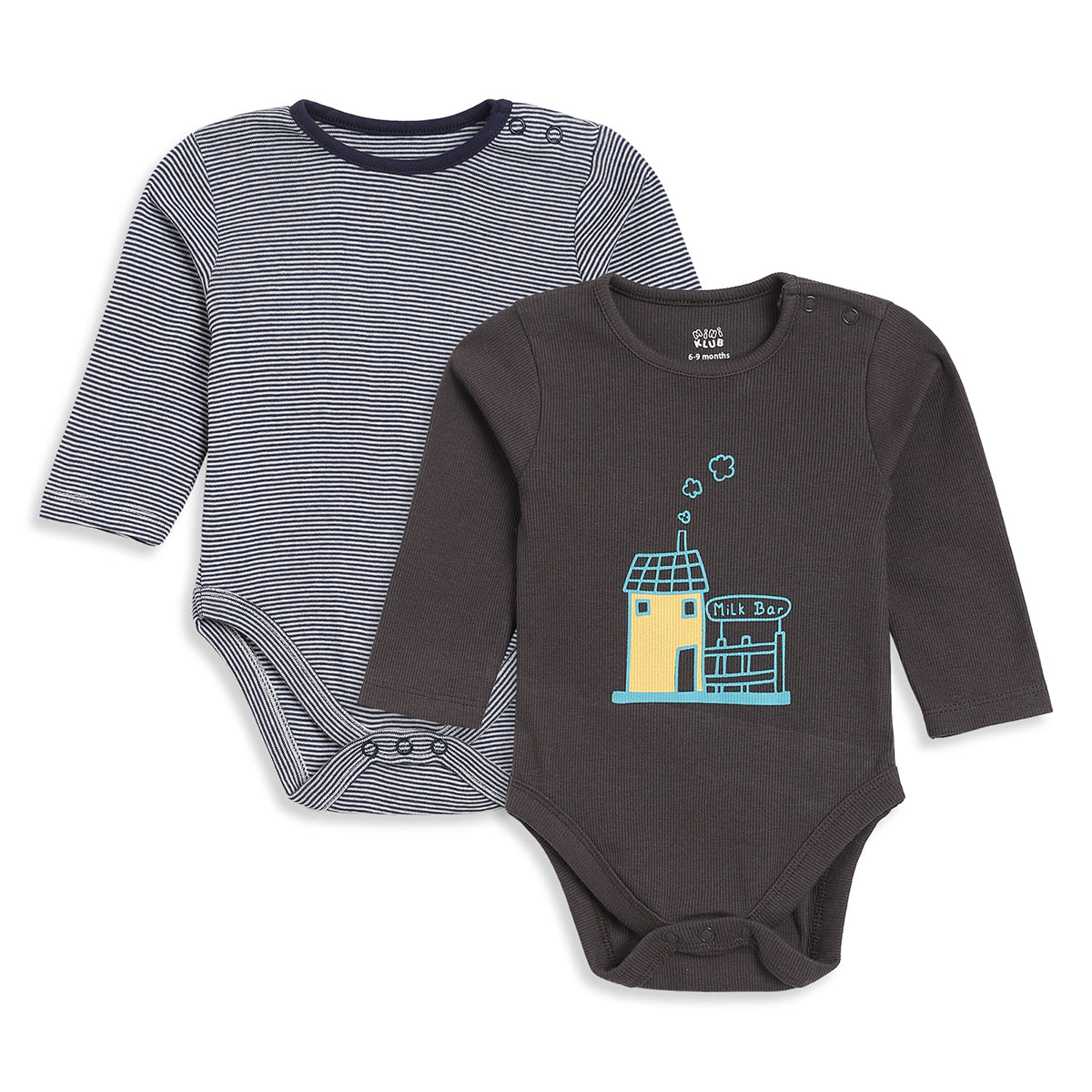 Baby Boys Navy and Charcoal Bodysuits Pack of 2 Everyday Wear