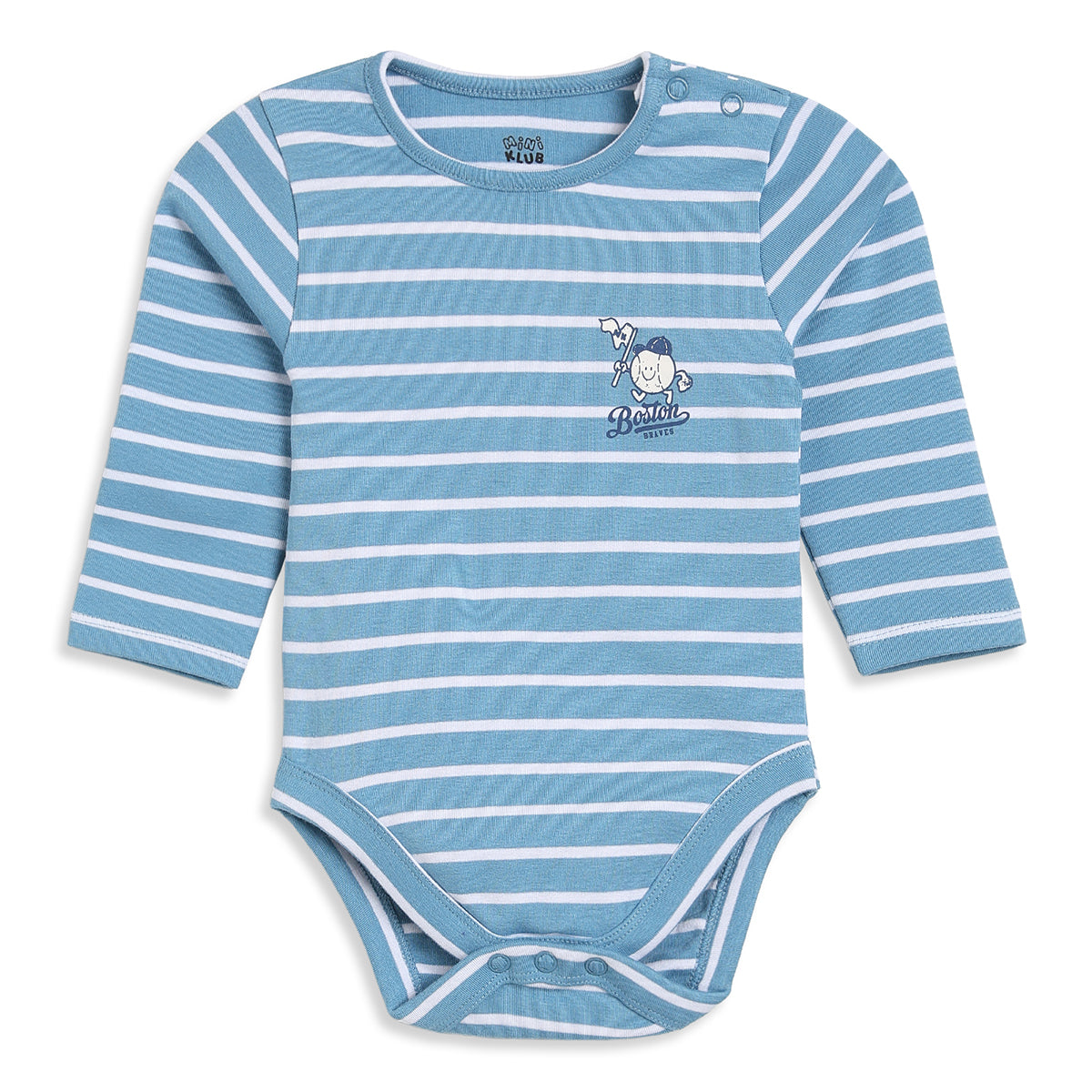 Baby Boys Blue and White Striped Bodysuit Regular Fit Everyday Wear