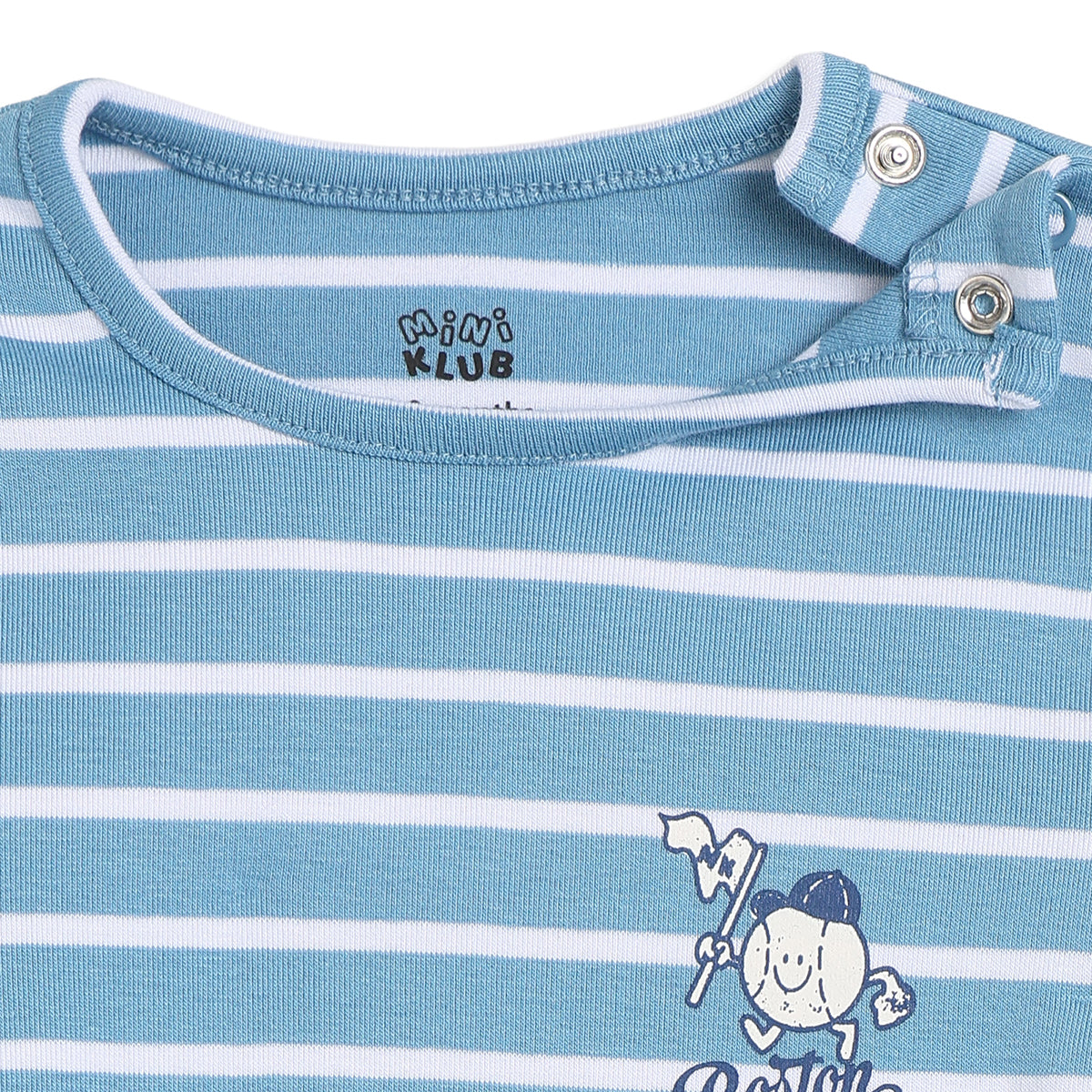 Baby Boys Blue and White Striped Bodysuit Regular Fit Everyday Wear