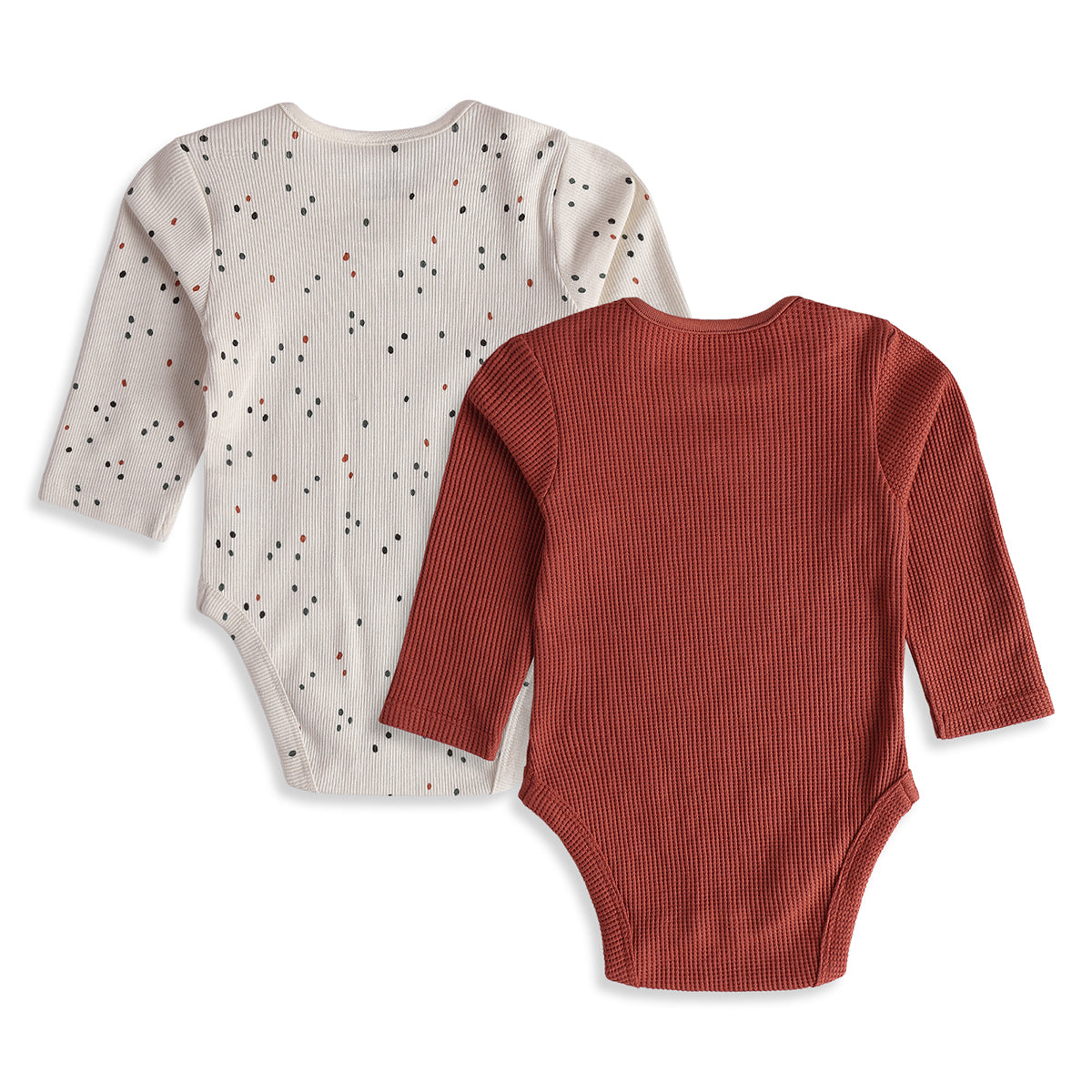 Baby Boys Rust and Cream Knit Bodysuits Pack of 2 Regular Fit Casual Wear