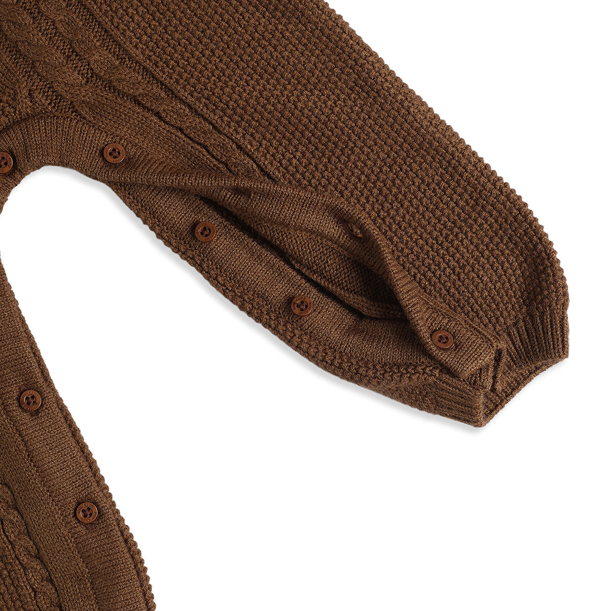 Baby Boys Brown Knit Dungaree with Cream Full Sleeve T-Shirt Casual Winter Outfit Set