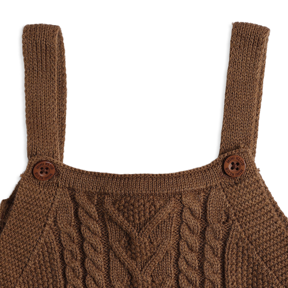 Baby Boys Brown Knit Dungaree with Cream Full Sleeve T-Shirt Casual Winter Outfit Set