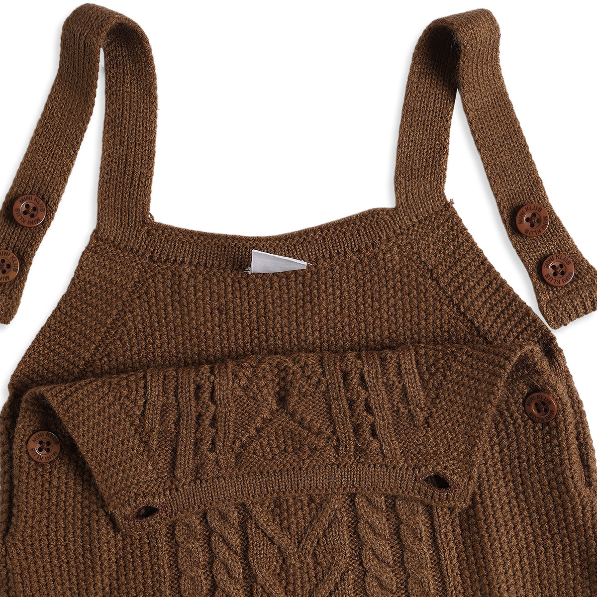 Baby Boys Brown Knit Dungaree with Cream Full Sleeve T-Shirt Casual Winter Outfit Set