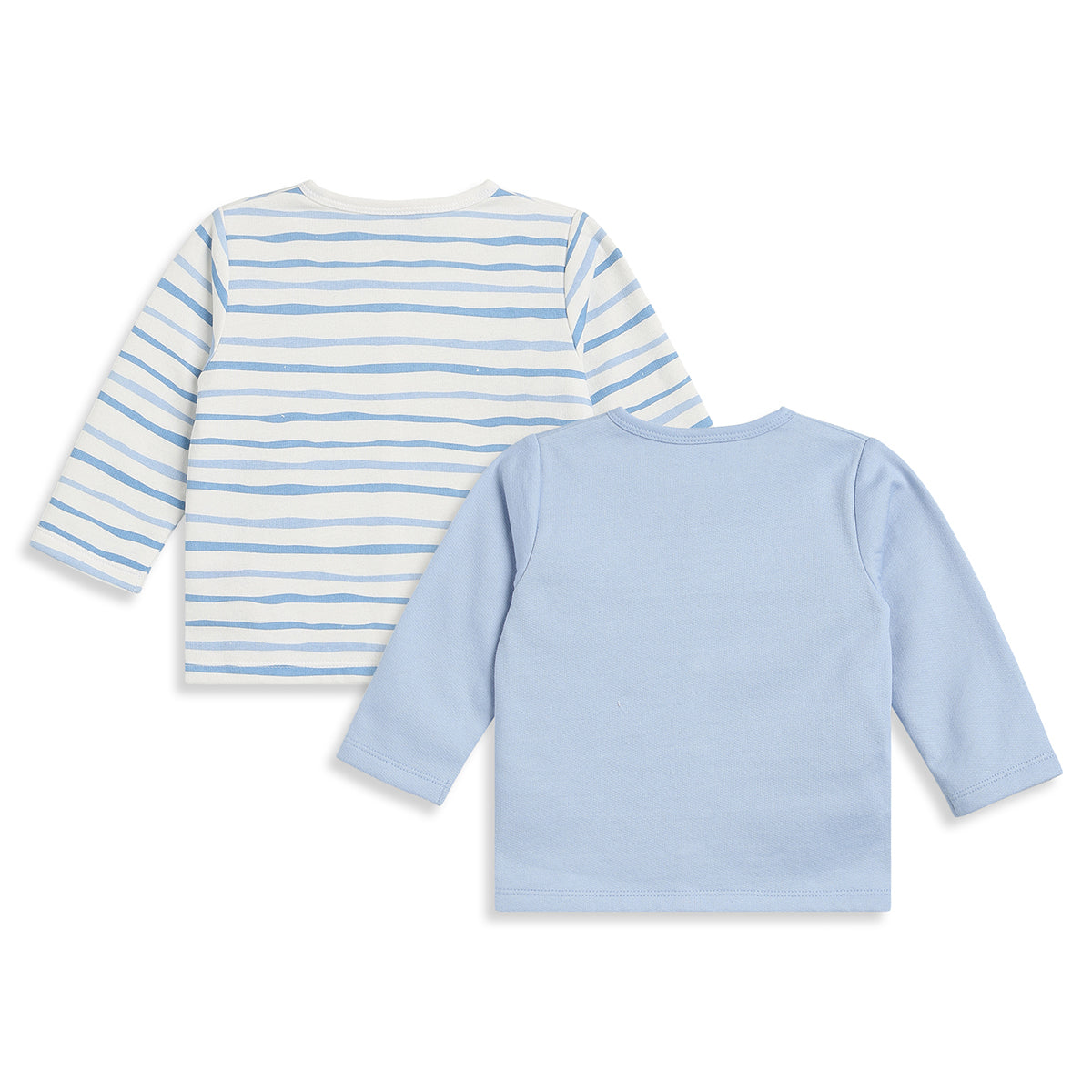 Baby Boys Blue and White Cotton Front Open Full Sleeve Vest Pack of 2 Everyday Essentials