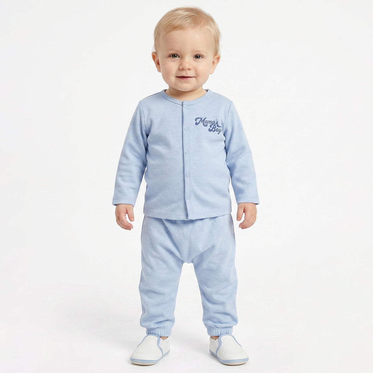 Baby Boys Blue and White Cotton Front Open Full Sleeve Vest Pack of 2 Everyday Essentials
