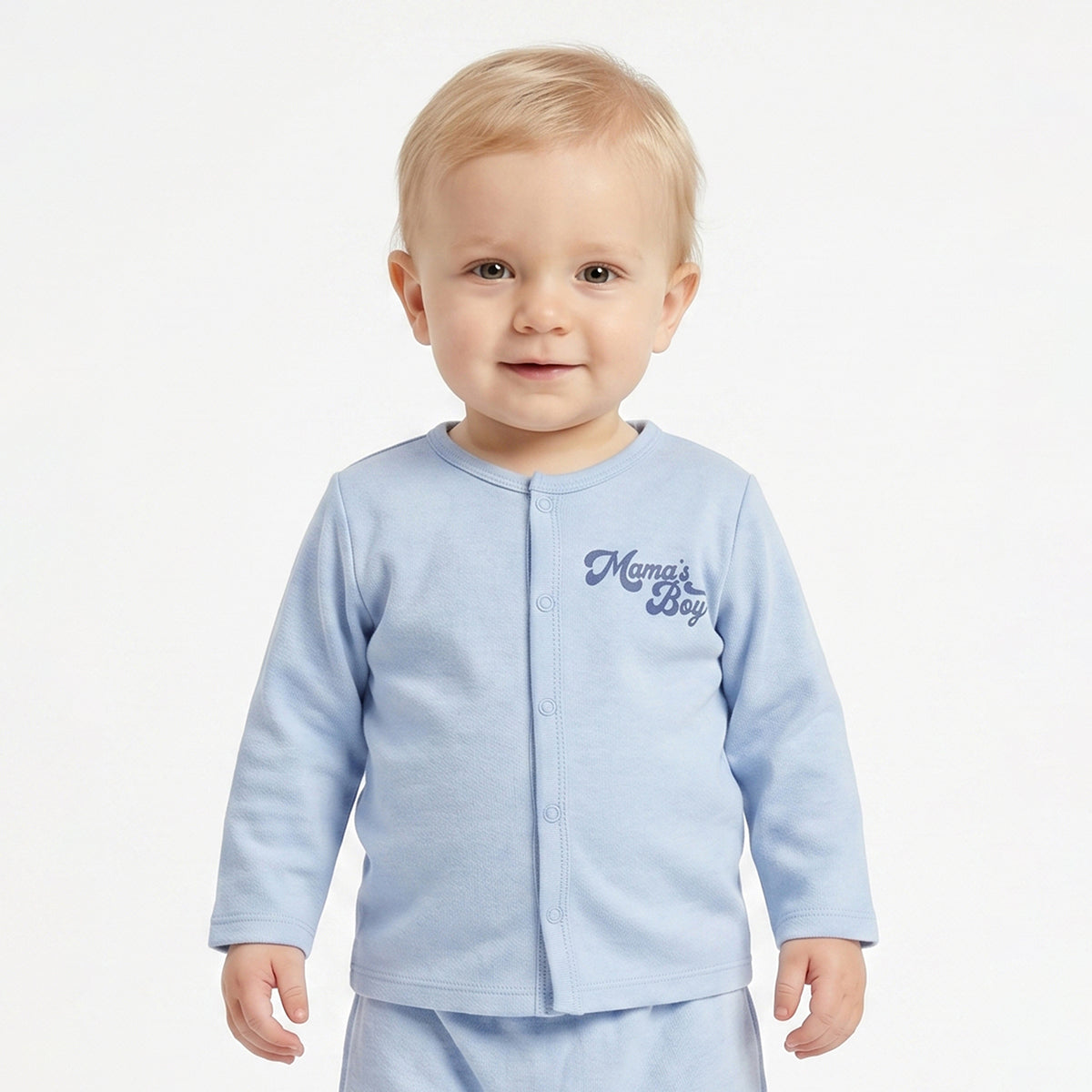 Baby Boys Blue and White Cotton Front Open Full Sleeve Vest Pack of 2 Everyday Essentials