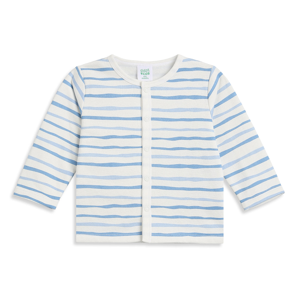 Baby Boys Blue and White Cotton Front Open Full Sleeve Vest Pack of 2 Everyday Essentials