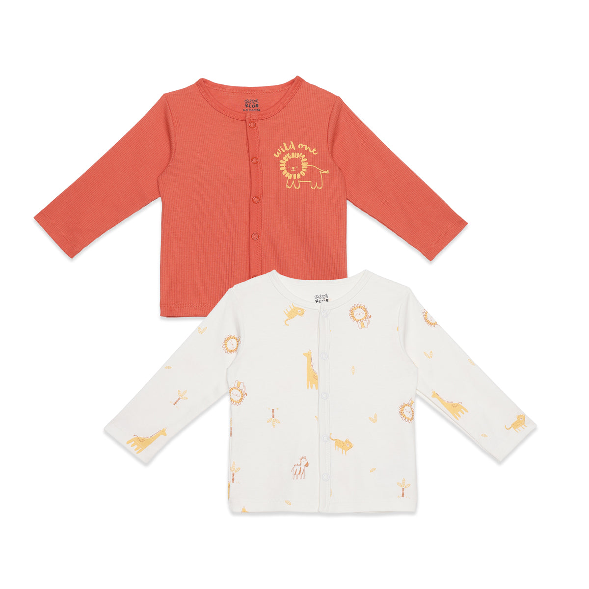 Baby Boys Orange and Off-White Cotton Front Open Vests Pack of 2 Regular Fit Casual Wear