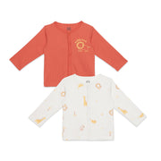 Baby Boys Orange and Off-White Cotton Front Open Vests Pack of 2 Regular Fit Casual Wear