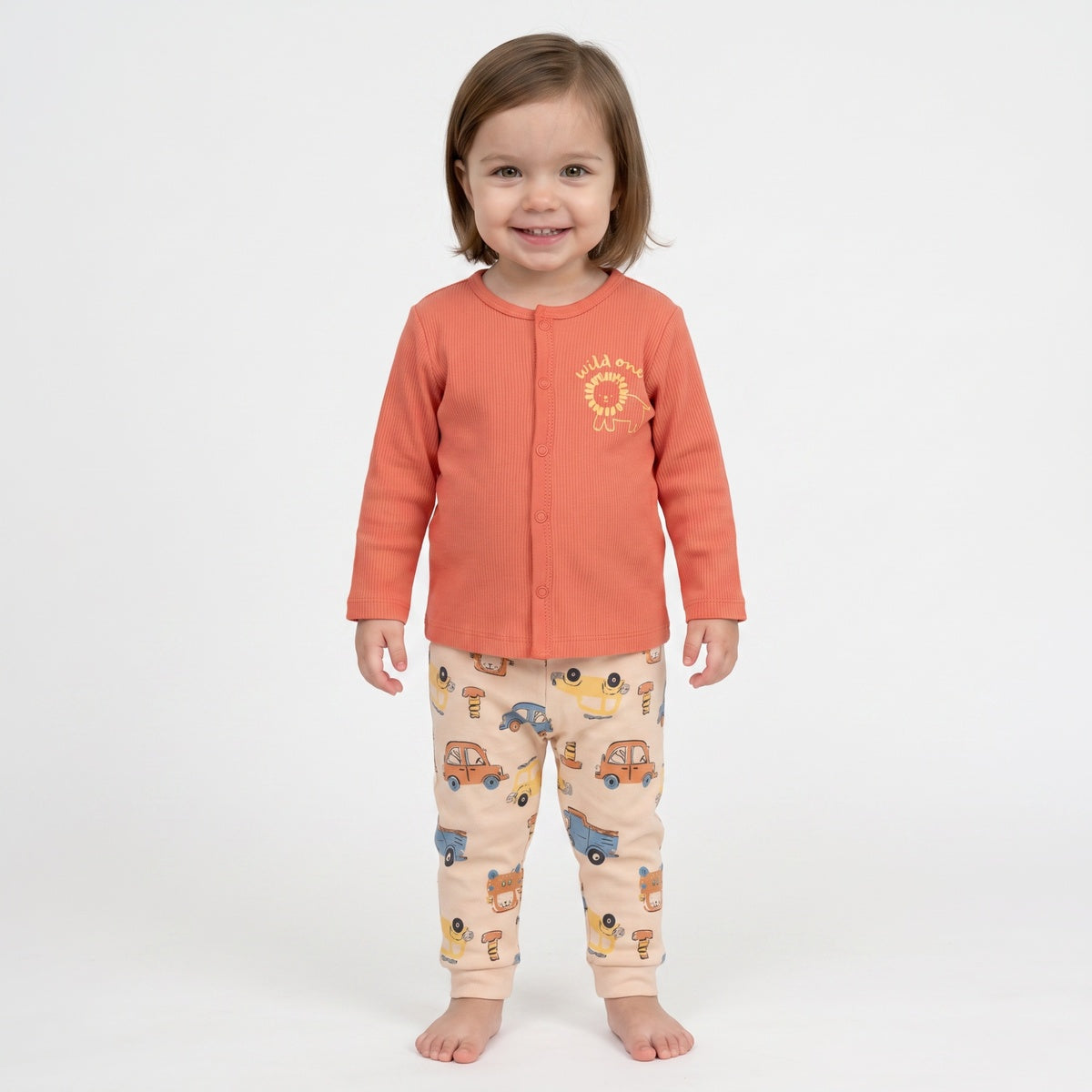 Baby Boys Orange and Off-White Cotton Front Open Vests Pack of 2 Regular Fit Casual Wear