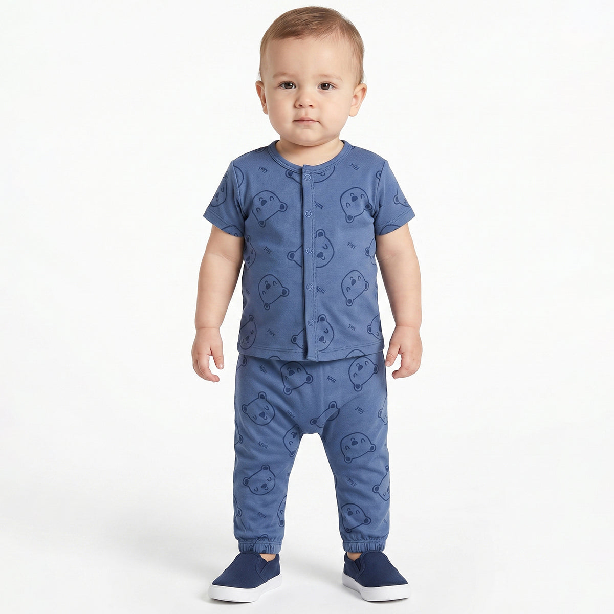 Baby Boys Blue Cotton Front Open Half Sleeve Vest Pack of 2 Everyday Essentials