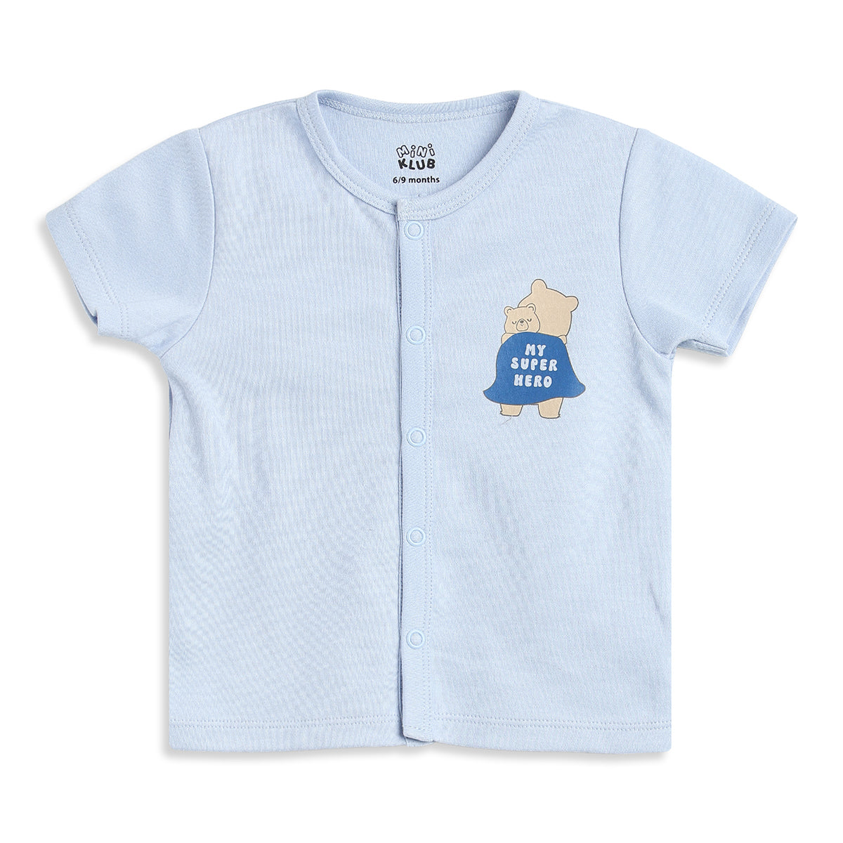 Baby Boys Blue Cotton Front Open Half Sleeve Vest Pack of 2 Everyday Essentials