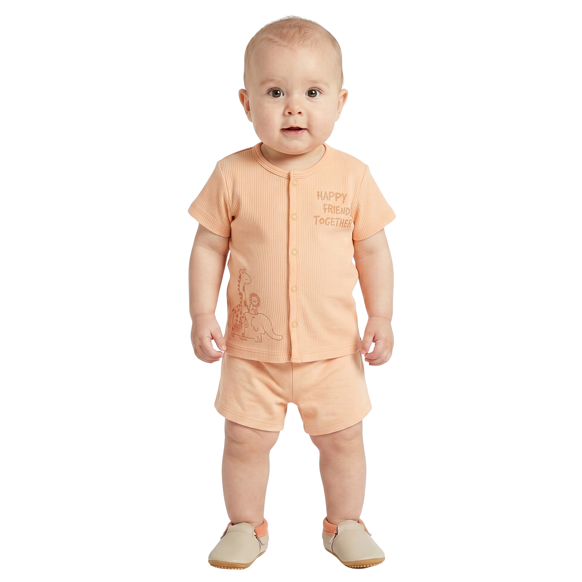 Boys Green and Peach Front Open Half Sleeve Vest Pack of 2 Everyday