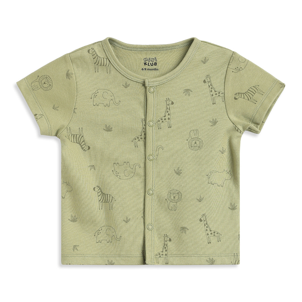 Baby Boys Green and Peach Cotton Front Open Half Sleeve Vest Pack of 2 Everyday Essentials