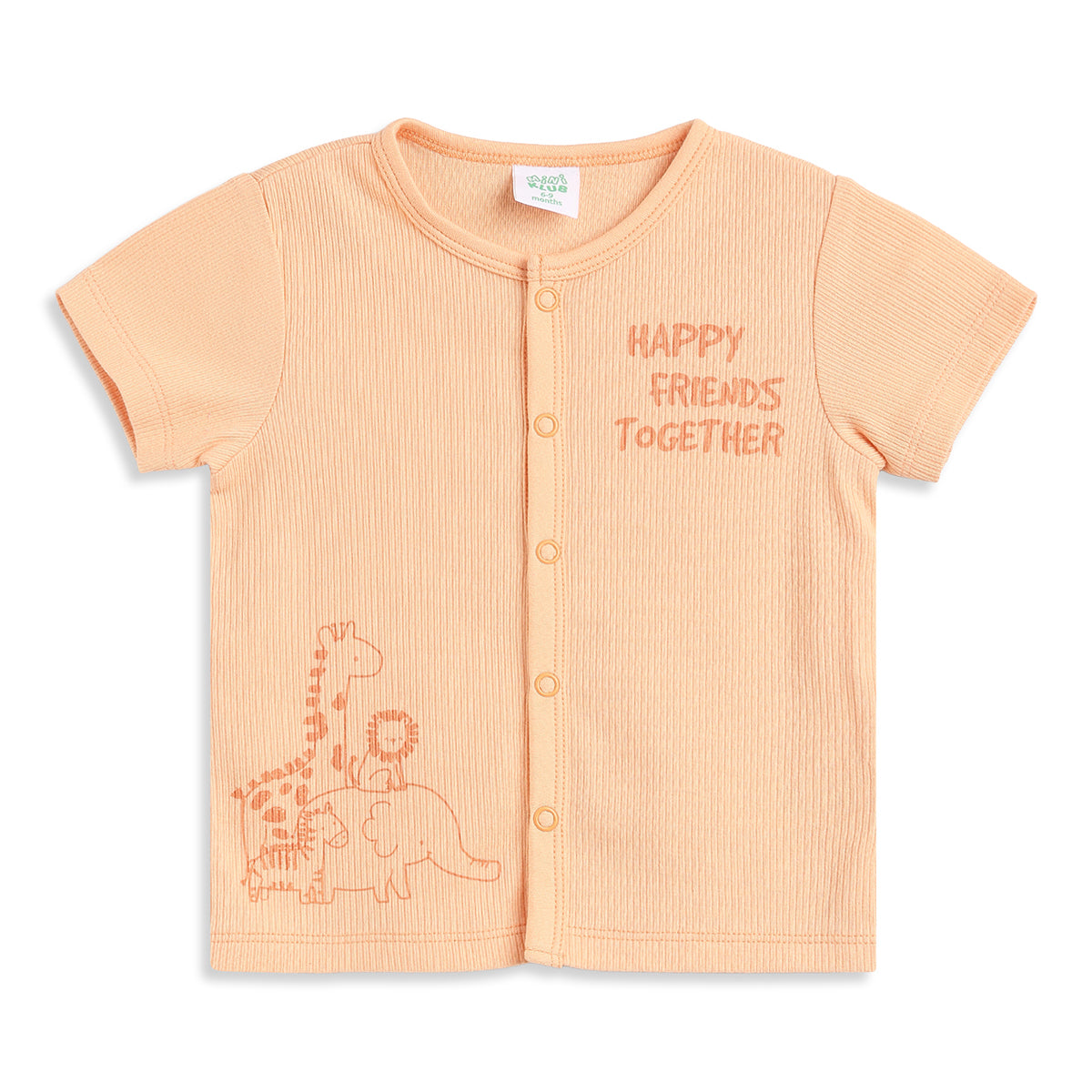 Baby Boys Green and Peach Cotton Front Open Half Sleeve Vest Pack of 2 Everyday Essentials