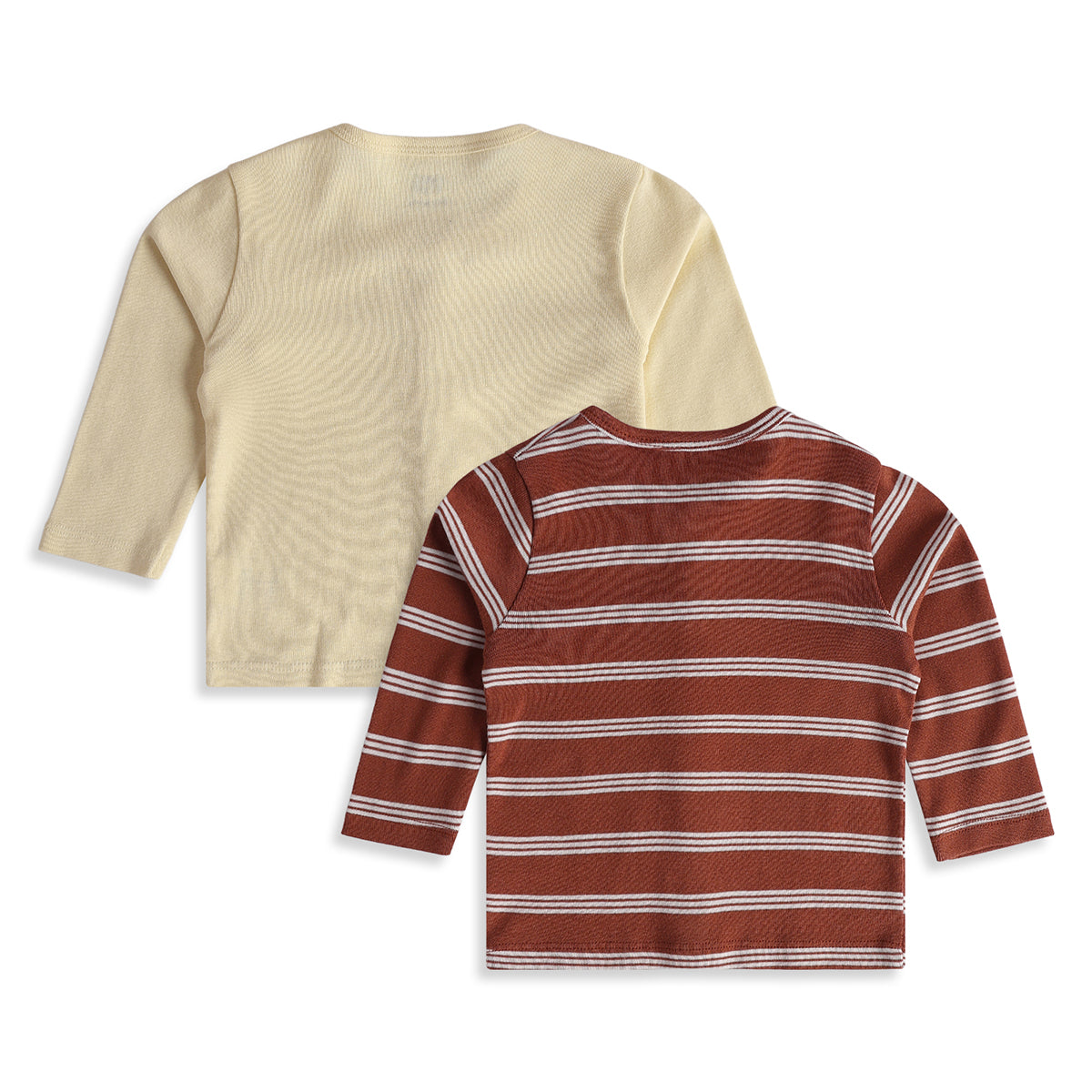 Baby Boys Cream Rust Cotton Front Open Vests Pack of 2 Casual Wear
