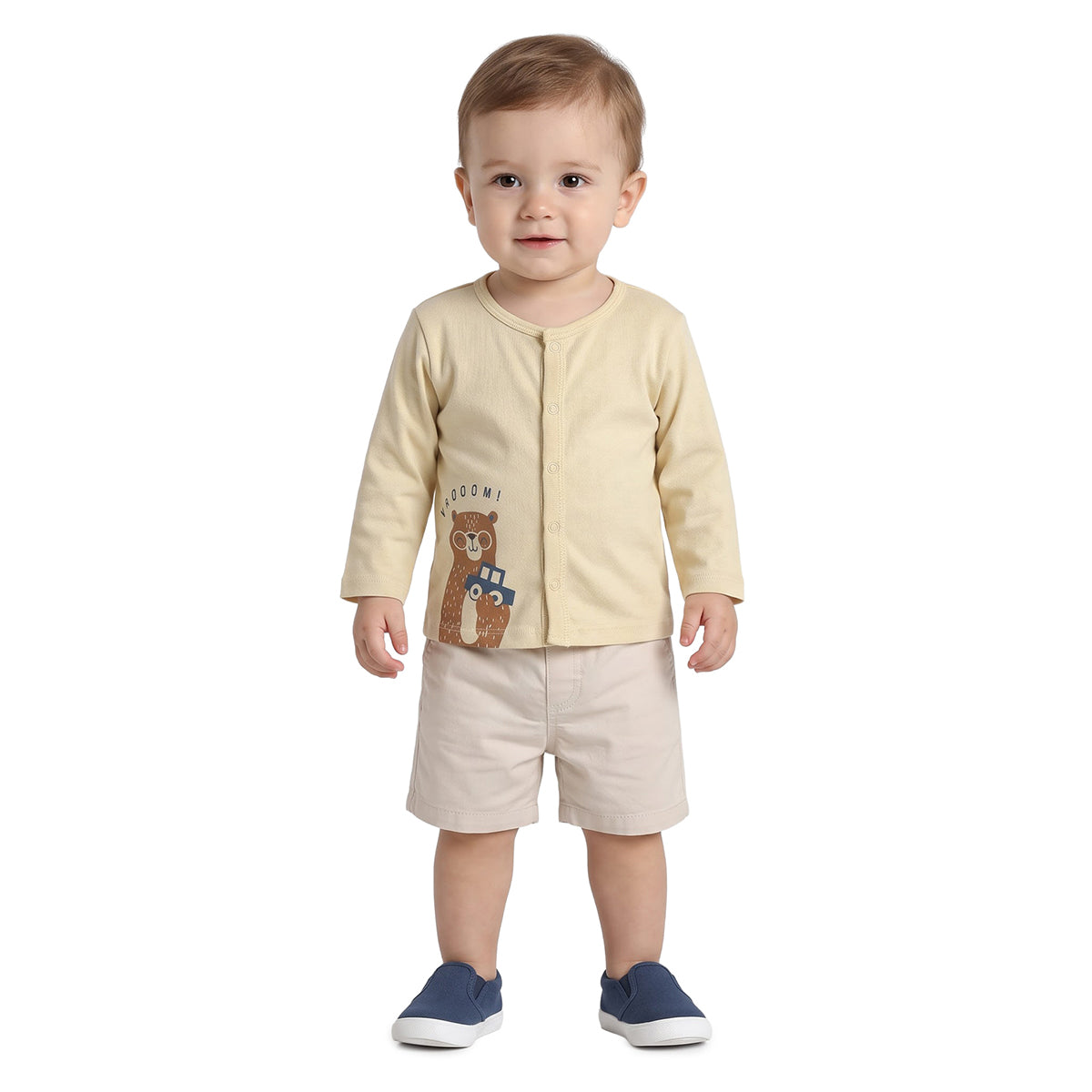 Baby Boys Cream Rust Cotton Front Open Vests Pack of 2 Casual Wear