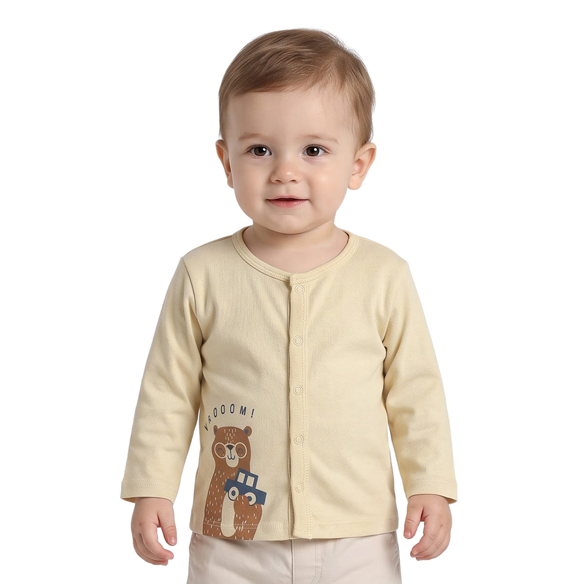 Baby Boys Cream Rust Cotton Front Open Vests Pack of 2 Casual Wear